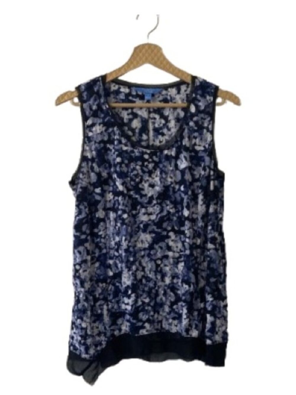 Blue and White Patterned Tank Top